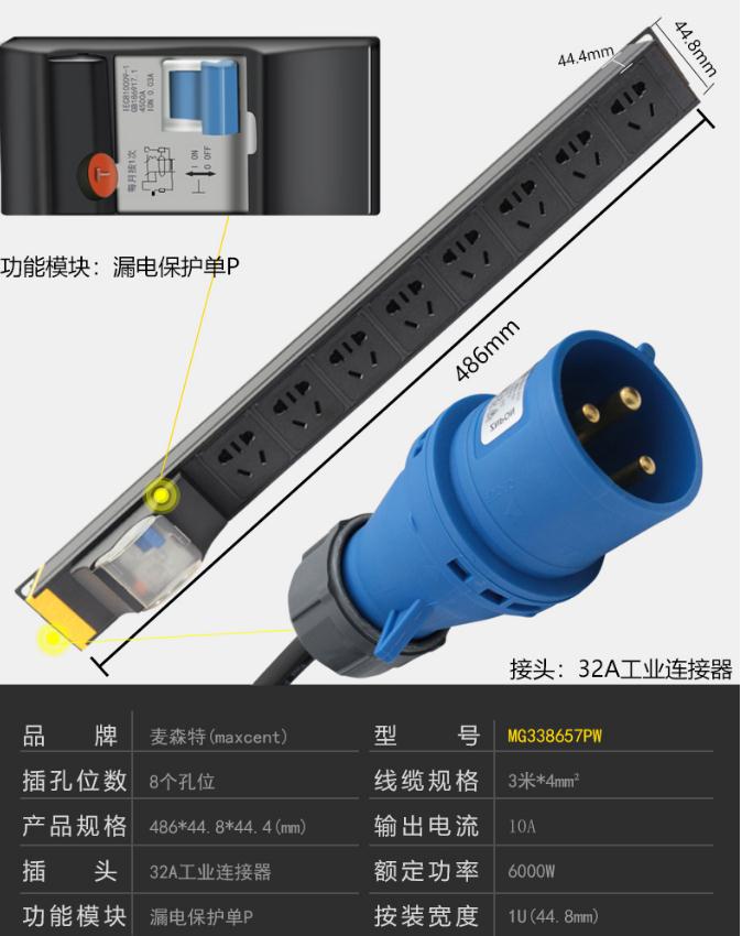 MG338657PW漏電保護(hù)單P32A8位PDU產(chǎn)品參數(shù)和功能模塊