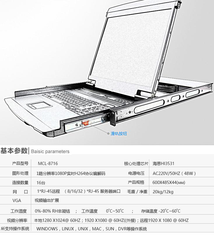 麥森特MCL-8716kvm切換器17英寸16口產(chǎn)品參數(shù)