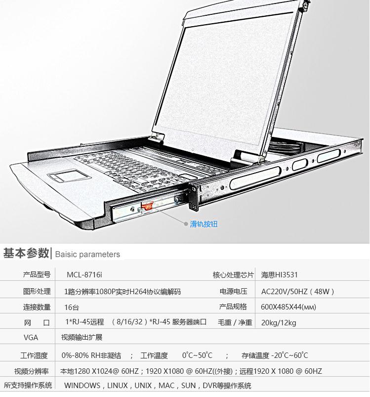 MCL-8716I麥森特17英寸16口IP遠(yuǎn)程kvm切換器產(chǎn)品參數(shù)和產(chǎn)品圖